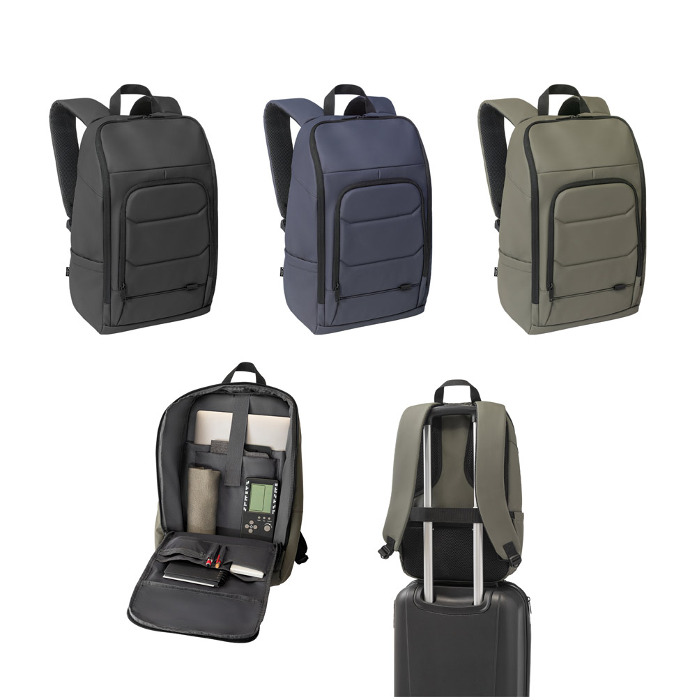 TOULON. Mochila para notebook em 600D, poliéster reciclado (100% rPET), de alta densidade, com revestimento resistente à água 16"