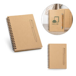 Caderno em papel kraft com folhas lisas em papel pedra (120 g/m²)