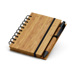 Caderno A6 em bambu com folhas pautadas recicladas