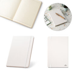 Caderno A5 em 100% rPET com tratamento antibacteriano com folhas pautadas