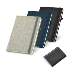Caderno A5 em canvas (poliéster) com folhas lisas