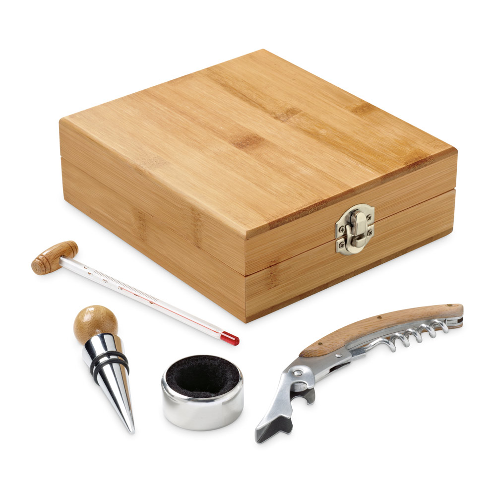 CABERNET. Conjunto para vinho em bambu e zinco - Imagem 3
