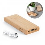 Bateria portátil em bambu com bateria de lítio 5.000 mAh