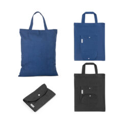 SIENA. Sacola dobrável (140 g/m²) em 50% algodão, 30% algodão reciclado e 20% poliéster reciclado (140 g/m²)