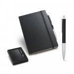 Kit de caderno A5 e esferográfica em cartão e alumínio