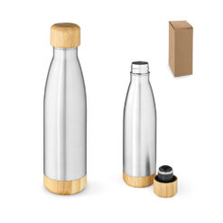 BROMELL 800. Garrafa em aço inox (90% reciclado) com tampa em bambu 800 mL