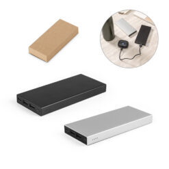 Bateria portátil em alumínio 100% reciclado e bateria em lítio 10.000 mAh