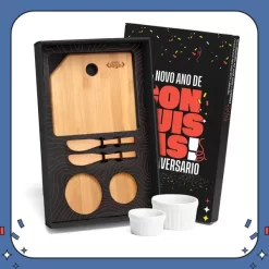 Kit Para Petisco Com Tábua, Espátulas E Ramekins - 5 Pçs