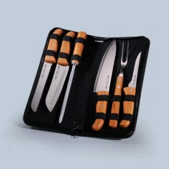 Conj. De Facas Bambu / Madeira / Inox Com Estojo Frankfurt - 7 Pçs