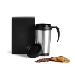 Caneca Revestida Em Aço Inox - 410 Ml - Preta.