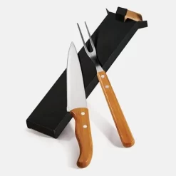 Conj. De Garfo E Faca 7" Em Bambu / Madeira / Inox Special Line - 2 Pçs