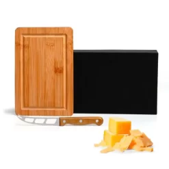 Conjunto Para Queijo Em Bambu/Madeira/Inox - 2 Pçs