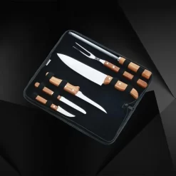 Conj. De Facas Bambu / Madeira / Inox Com Estojo Frankfurt - 7 Pçs