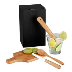 Kit Para Caipirinha Em Bambu / Madeira Ibiza - 0,35 L - 6 Pçs