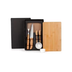 Conj. Para Churrasco E Petisco Em Bambu / Madeira / Porcelana - 7 Pçs