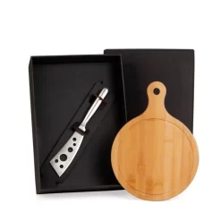 Kit Para Queijo Em Bambu / Inox - 2 Pçs