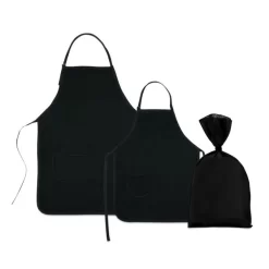 Avental E Avental Mini Em Brim Preto - 2 Pçs