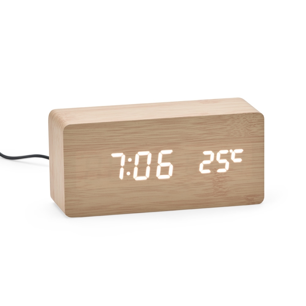 Relógio Despertador de Madeira Com Painel LED - Imagem 5